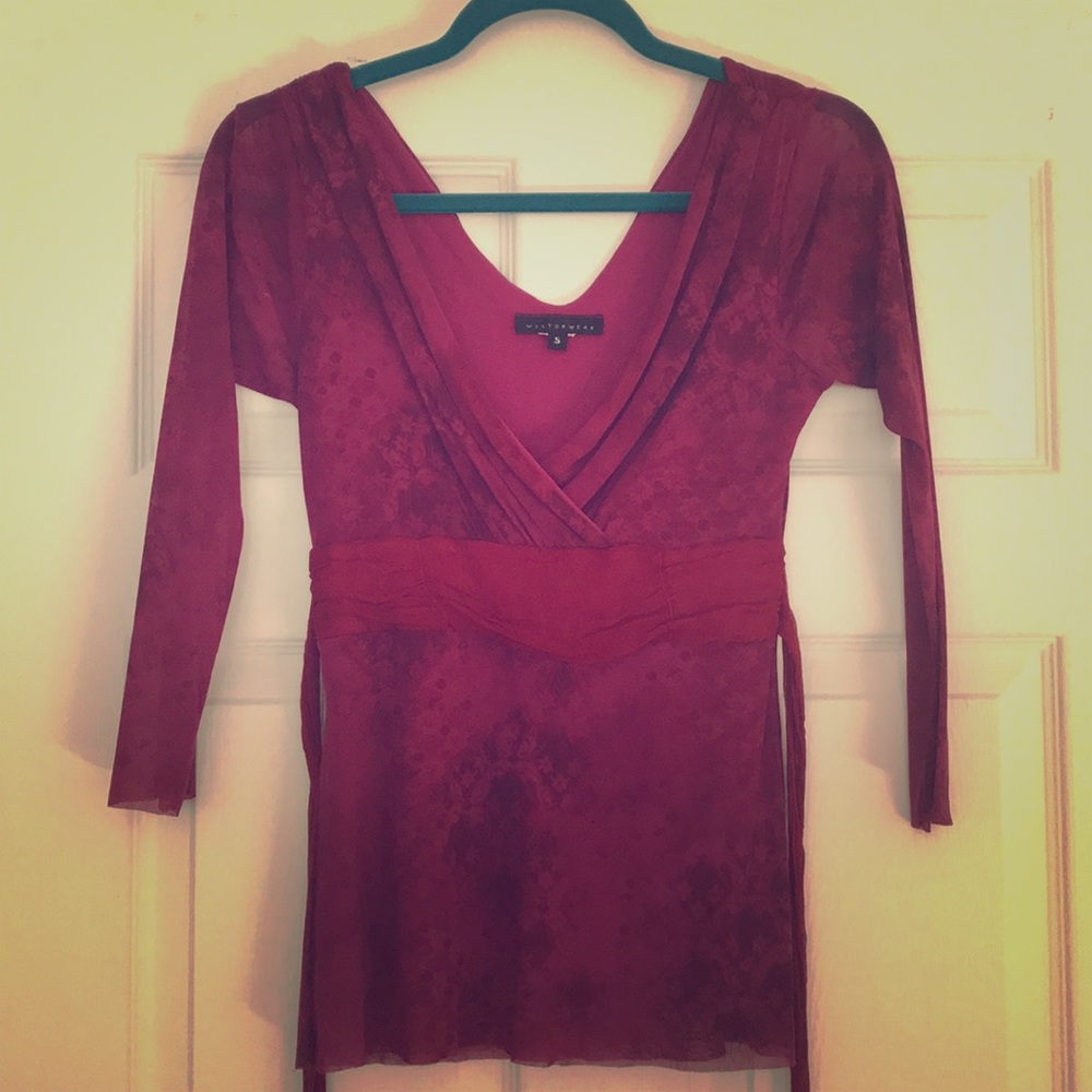 Weston Wear Small Wine V Neck Blouse